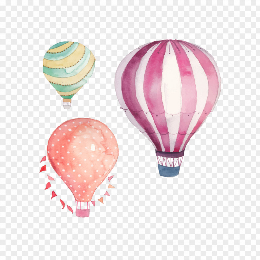 Drawing Hot Air Balloon Watercolor Painting PNG