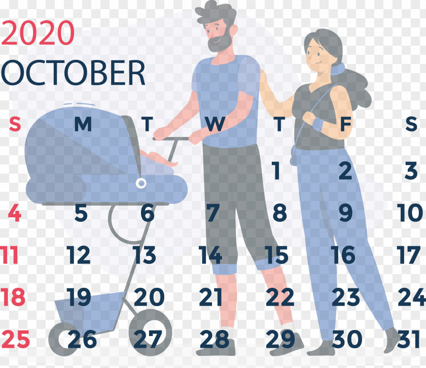 October 2020 Calendar Printable PNG