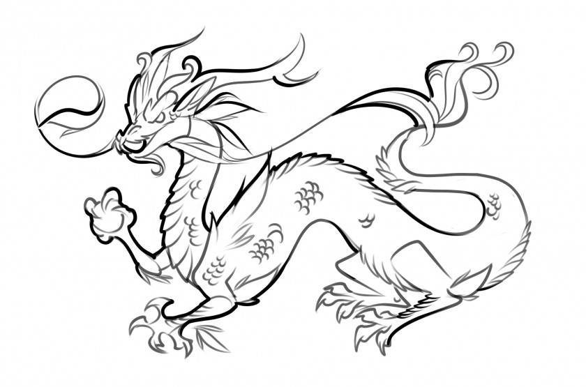 Japanese Line Art Drawing Chinese Dragon New Year Clip PNG