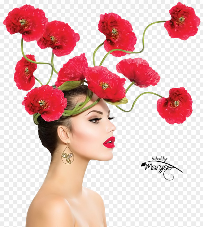 Beauty Hairstyle Remembrance Poppy Flower PNG