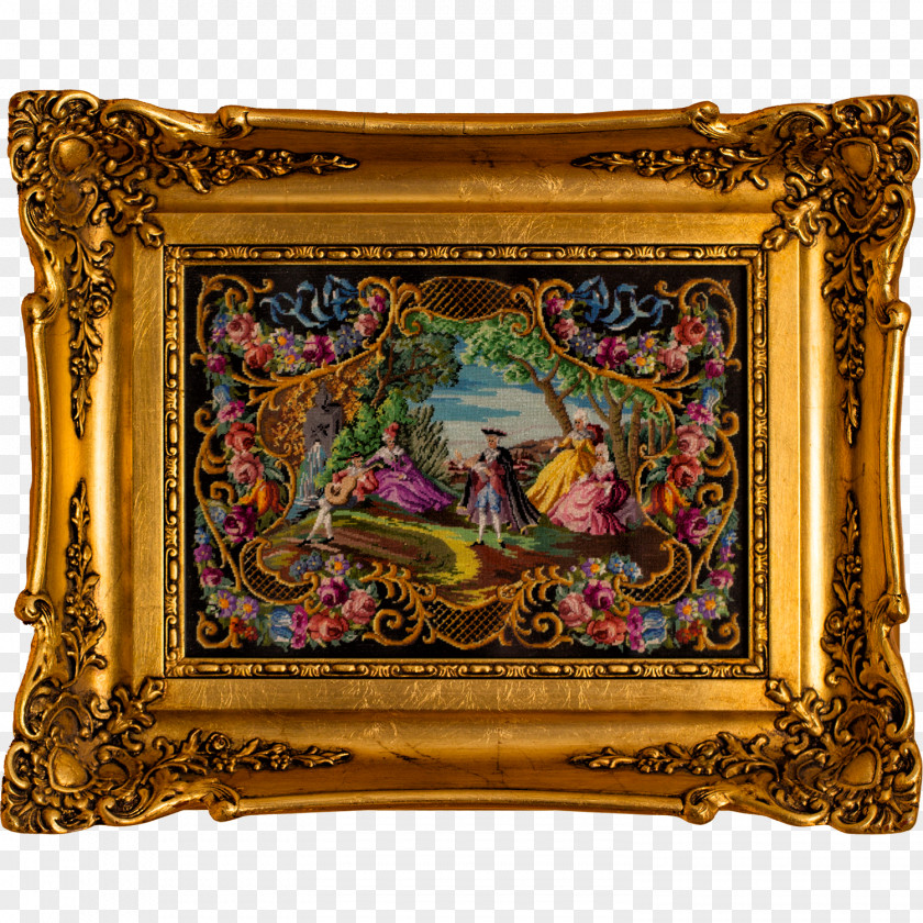 Soviet-style Embroidery Rococo Needlepoint Painting Ornament Style PNG