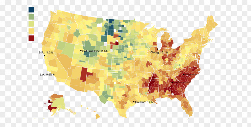 United States Income Segregation Map Economic Mobility PNG