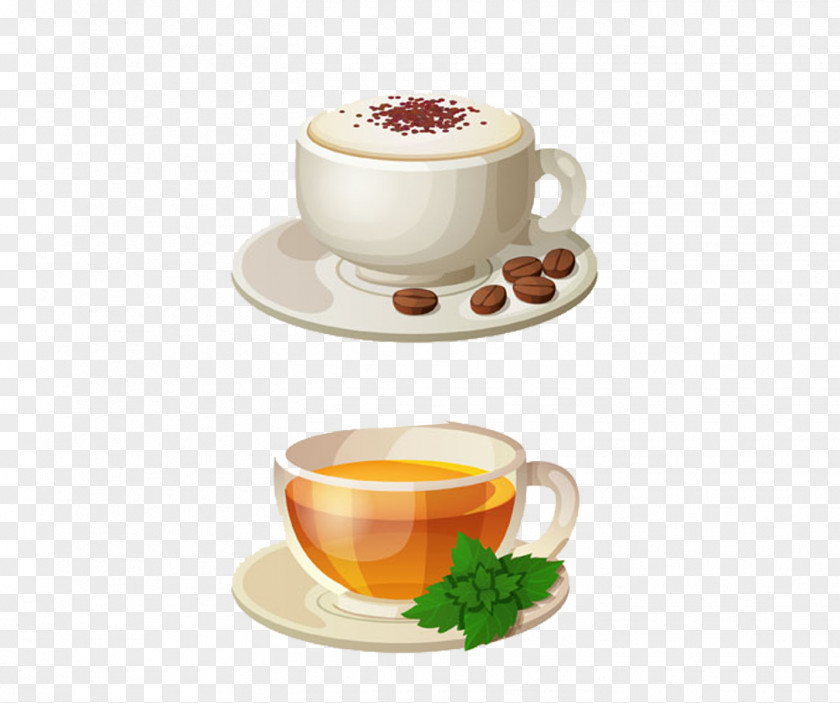 Coffee Latte Tea Green White Teacup Clip Art PNG