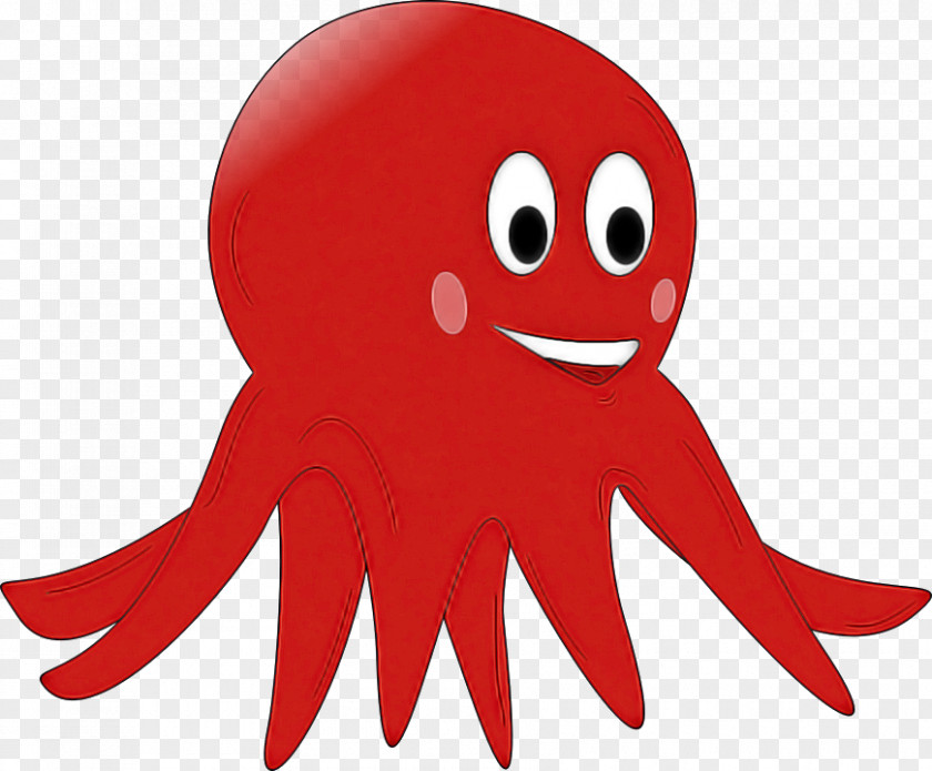 Mouth Marine Invertebrates Red Octopus Cartoon Smile Pink PNG