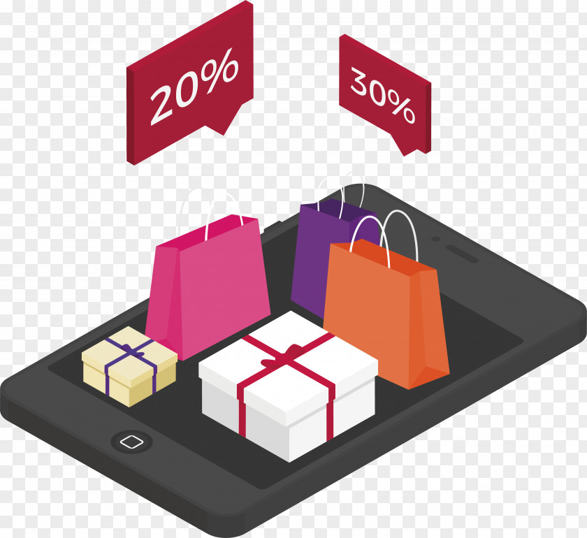 Shopping Bag On Mobile Phone Online Reusable PNG