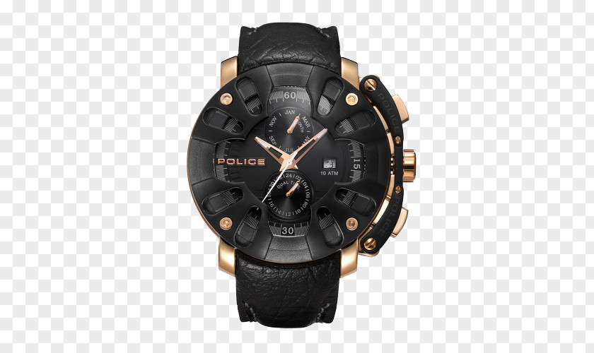 Police Multifunction Quartz Watch Cool Black Punk Clock Taobao Hermxe8s PNG