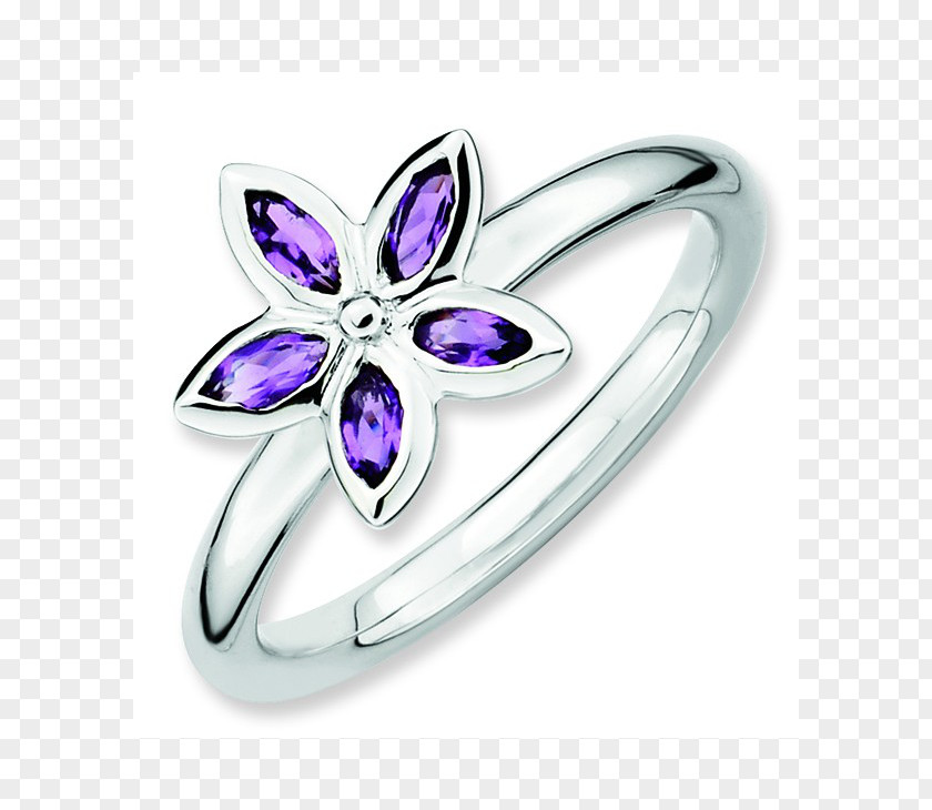 Silver Amethyst Ring Jewellery Product Design PNG