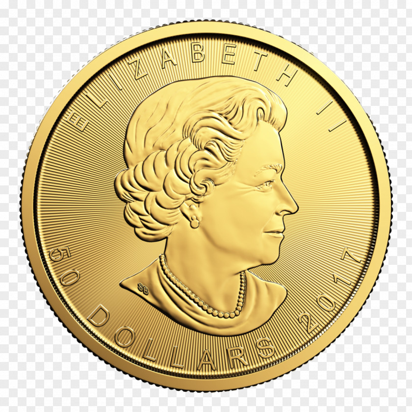 Gold Canadian Maple Leaf Bullion Coin PNG