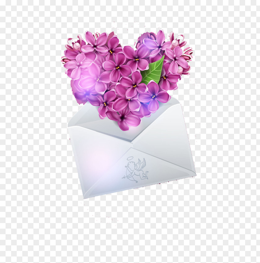 Lilac Petals Heart Flower Euclidean Vector PNG