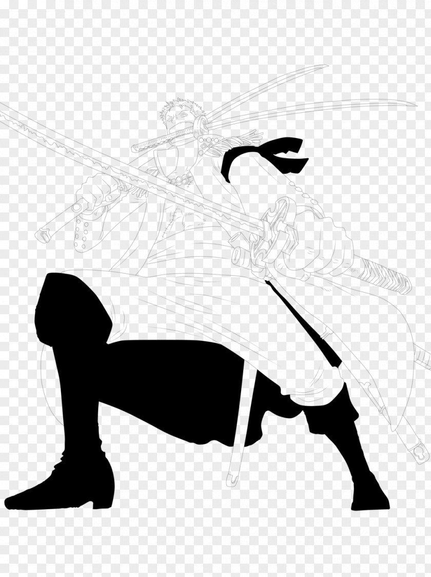 Rorona Zoro Roronoa Line Art One Piece Silhouette Clip PNG