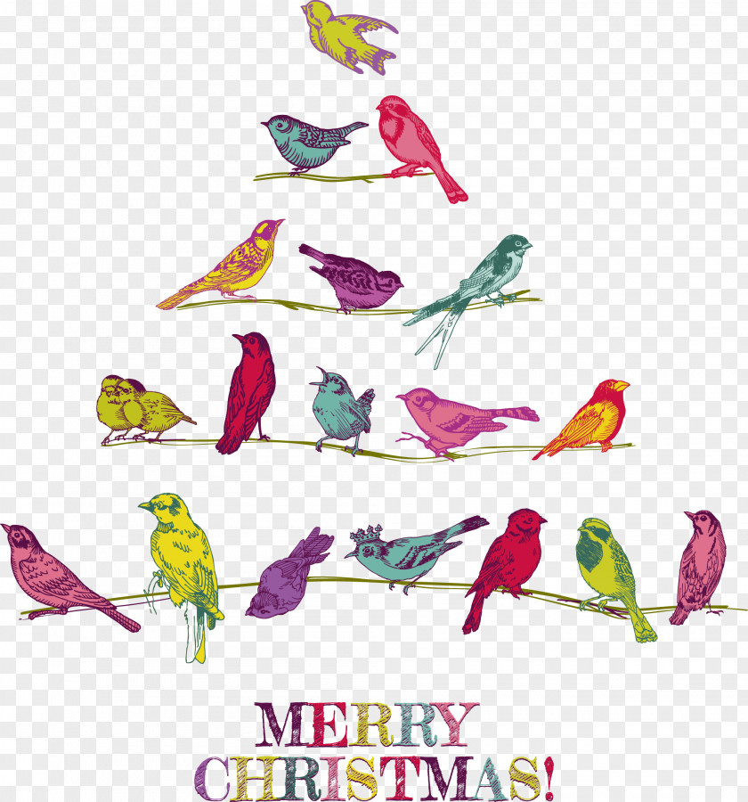 A Flock Of Birds In The Trees Form Tree Happiness Bird Wedding Invitation Christmas Card PNG