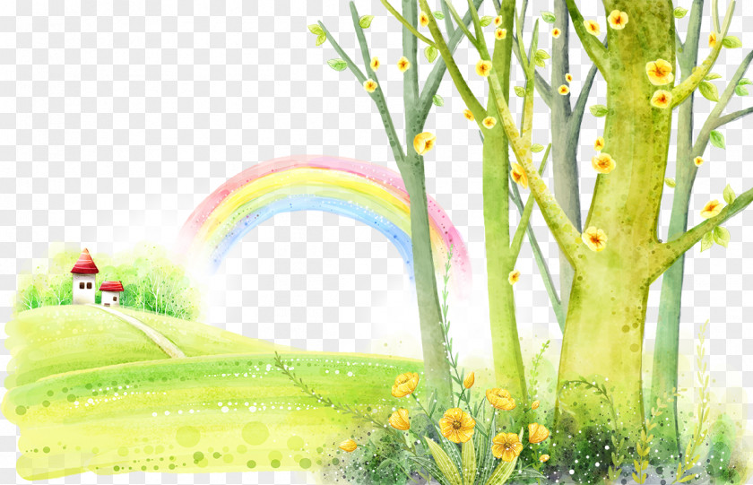 Rainbow And Tree Uc608uc218ub098ubb34uad50ud68c Stock Illustration Fukei PNG