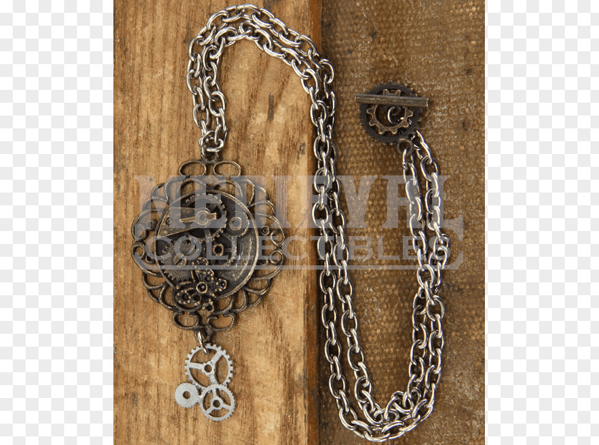Steampunk Necklace Locket Chain Earring PNG