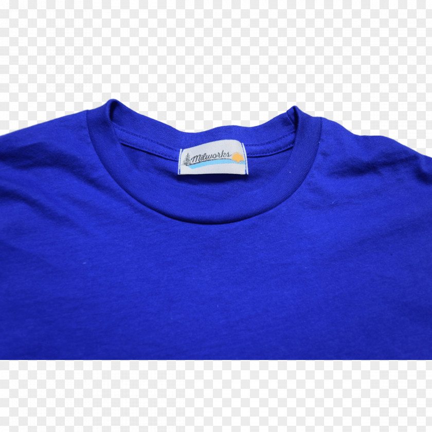 T-shirt Sleeve Cobalt Blue Collar Neck PNG