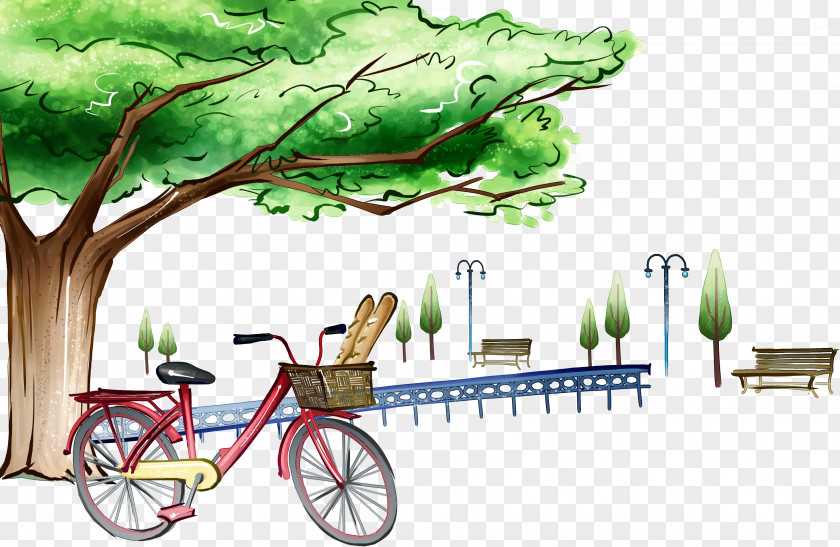 Tree,Trees,wood Cartoon Illustrator Poster Landscape PNG