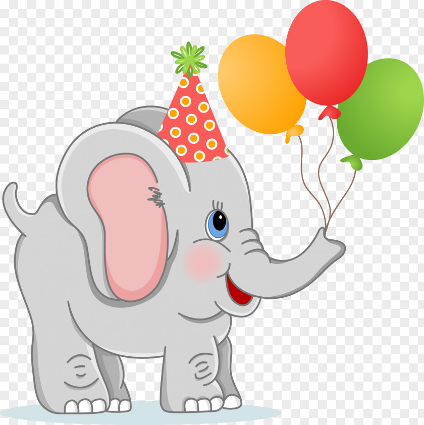 Vector Elephants Birthday Elephant Greeting Card Clip Art PNG