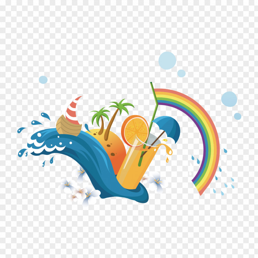 Vector Waves And Juice Summer Poster Vacation Illustration PNG