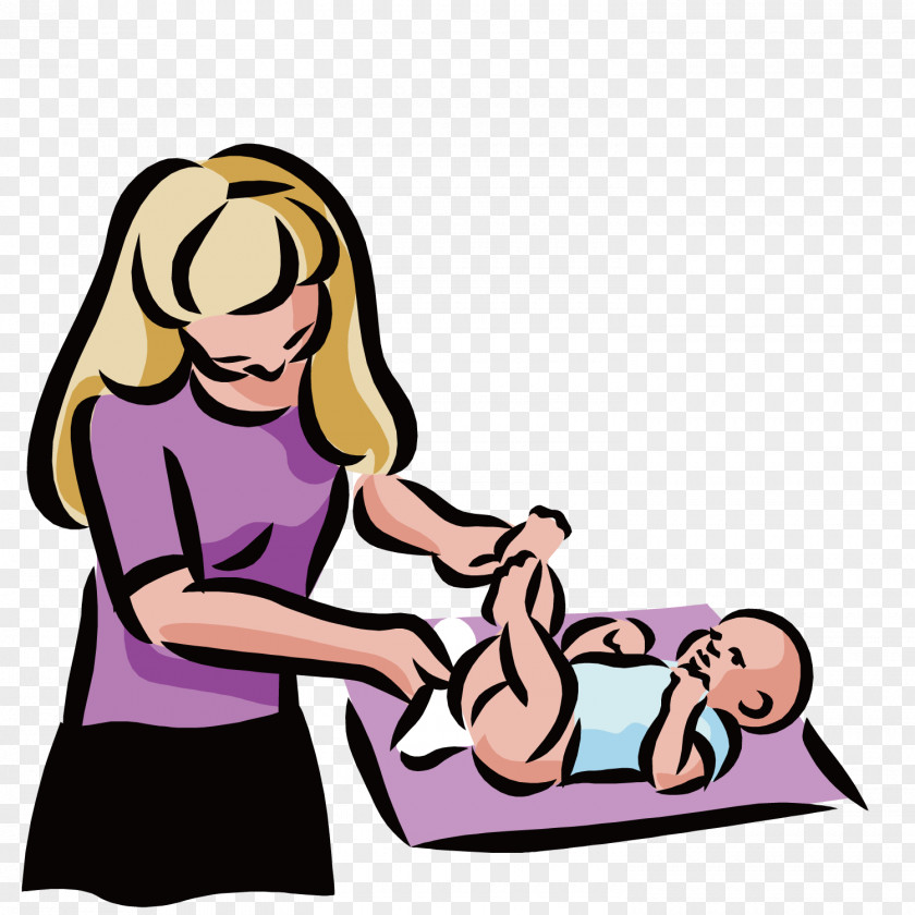 Rub The Body To Baby's Mother Diaper Infant Child Changing Table Clip Art PNG