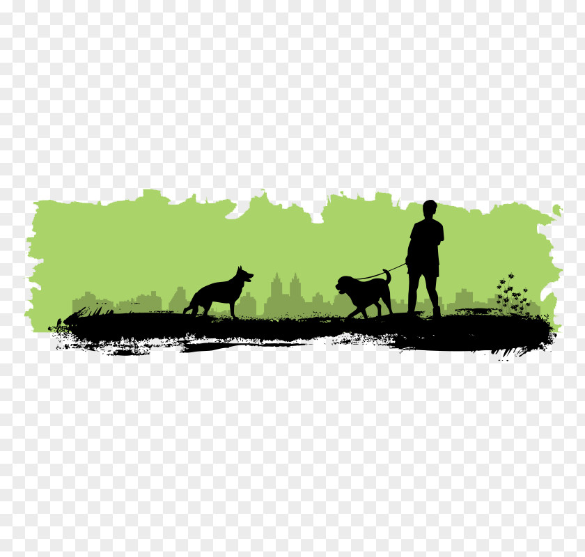 Silhouette Figures Dog Park Clip Art PNG