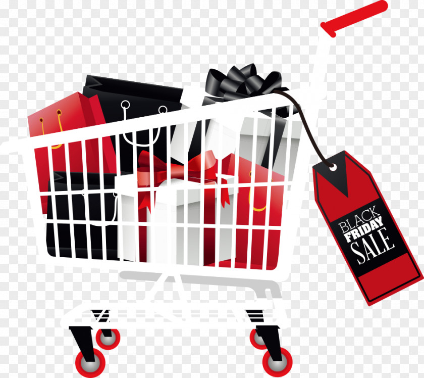 Vector Shopping Cart Filled With Merchandise PNG