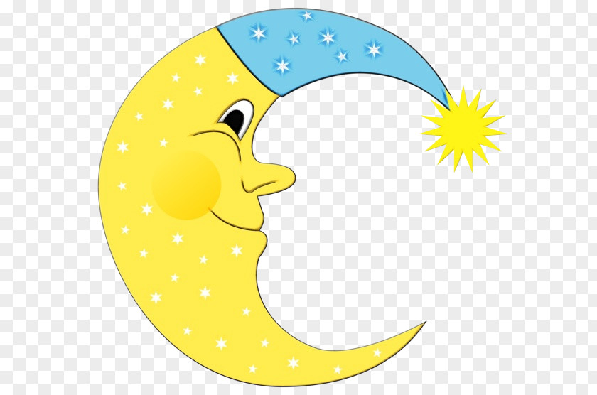 Yellow Lunar Phase Crescent Moon PNG
