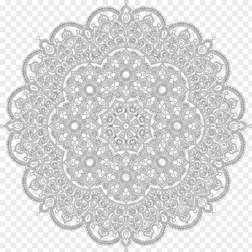 Lineart Vector Mandala Coloring Book Doodle Tibetan Buddhism Meditation PNG