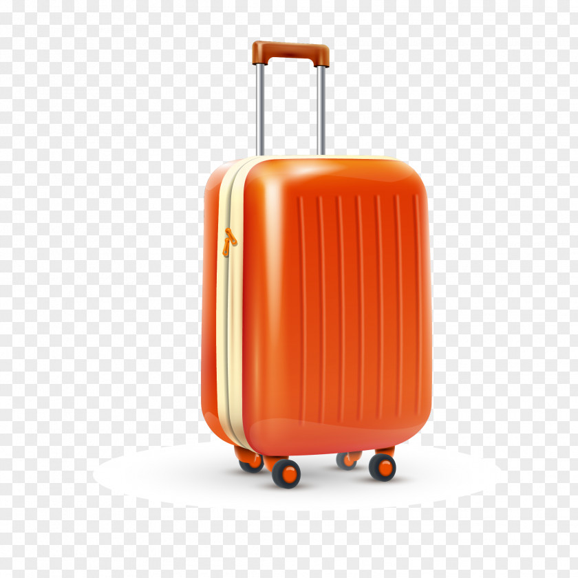 Orange Suitcase Vector Baggage Travel Illustration PNG
