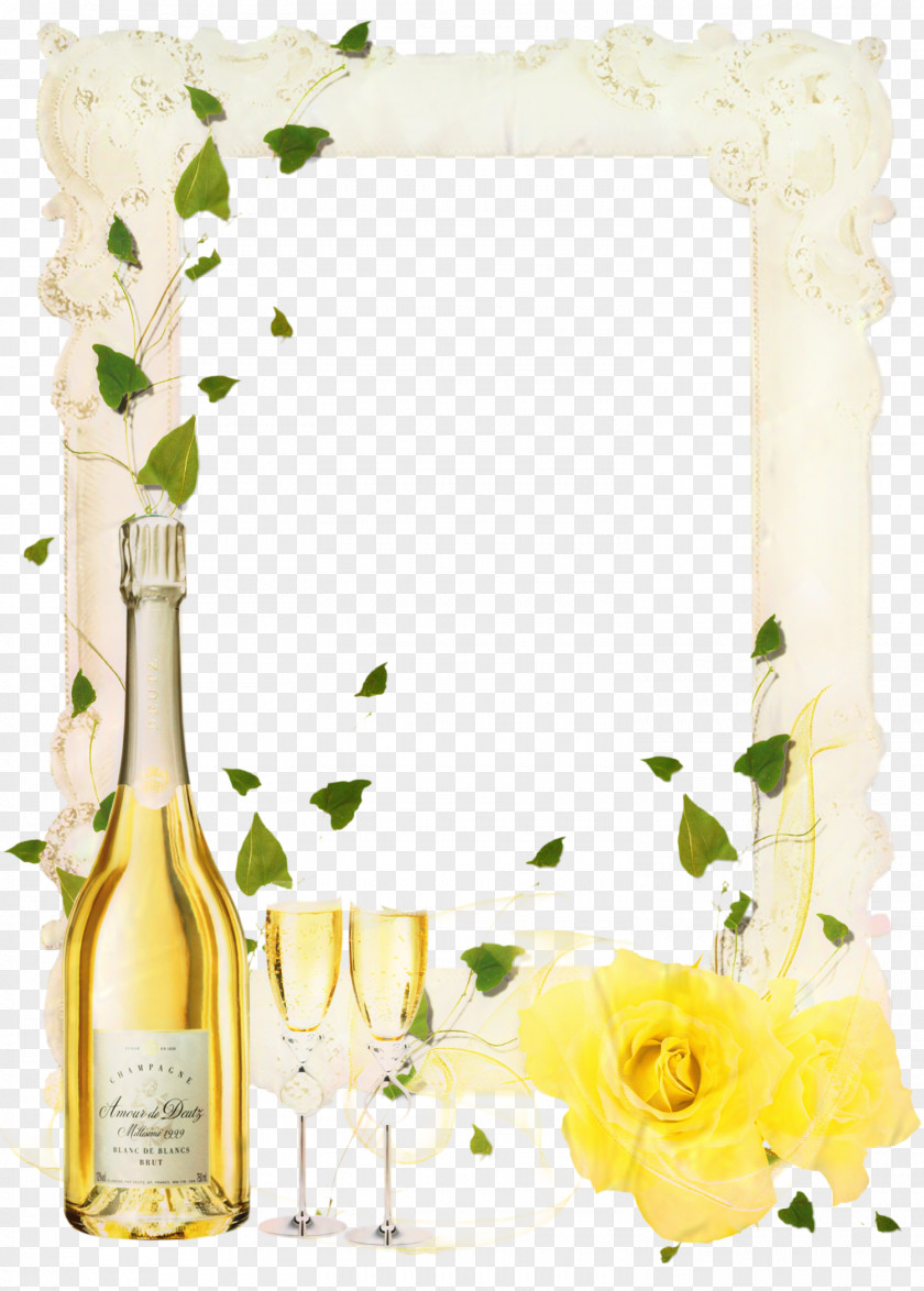 Drink Flower Background Yellow Frame PNG