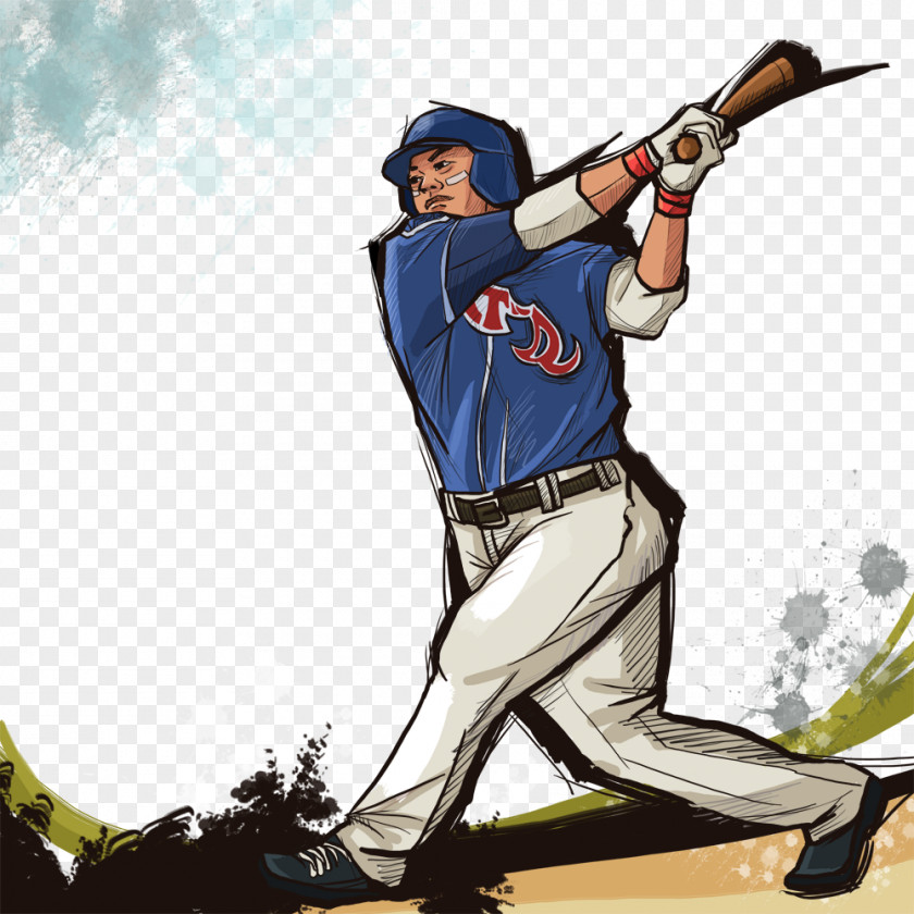 Hand-painted Baseball Swing Park Sport Illustration PNG