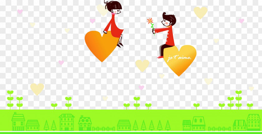 Couple Love On Orange Cartoon Significant Other Romance PNG