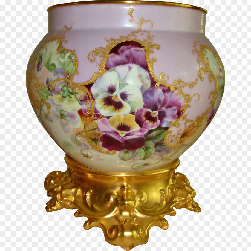 Hand Painted Limoges Porcelain Vase Ceramic PNG