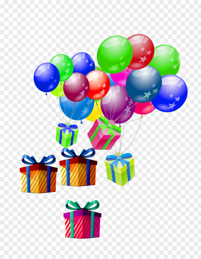 Balloons And Gift Box Balloon Flight PNG