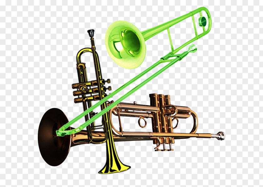 Physical Metal Trombone Trumpet Wind Instrument PNG