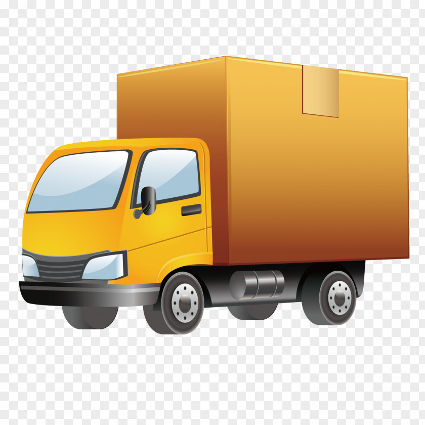 Yellow Truck Ford Cargo Vehicle Tracking System PNG