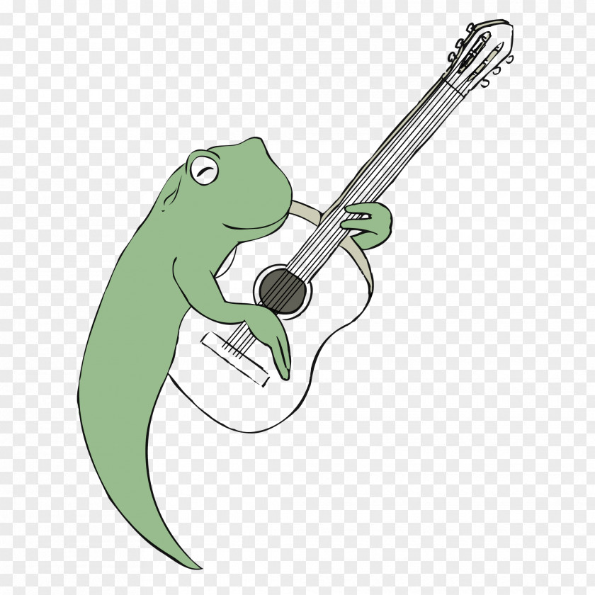 Cartoon Guitar Frog Amphibian Student Tadpole PNG