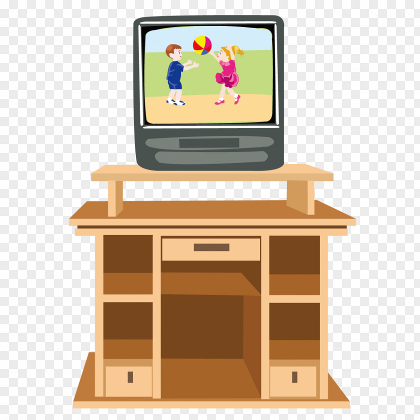 Cartoon TV And Tables Table Furniture Living Room PNG