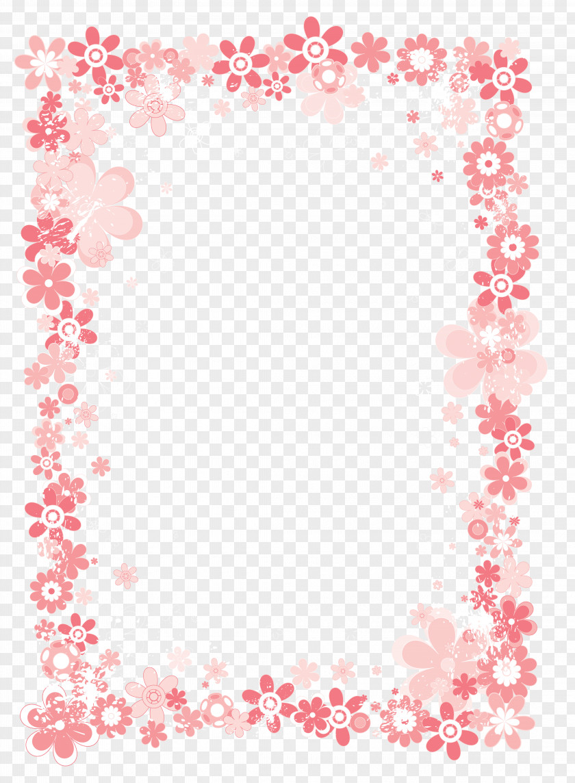 Romantic Pink Flower Frame Graphic Design Floral PNG