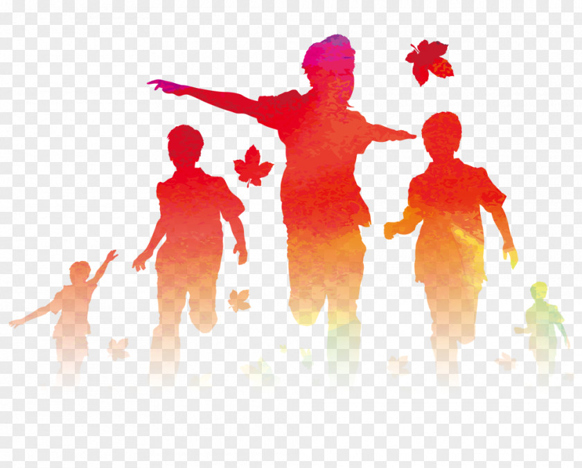 Children Running Silhouette Illustration PNG