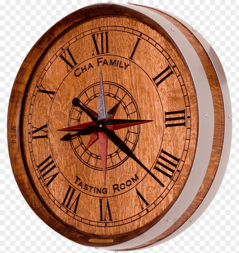 Larger Than Whiskey Barrel Wine Clock Stave PNG