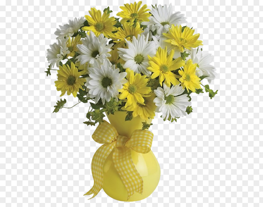 Vase With Yellow And White Daisies Clipart Picture Flower Bouquet Teleflora Gift Delivery PNG