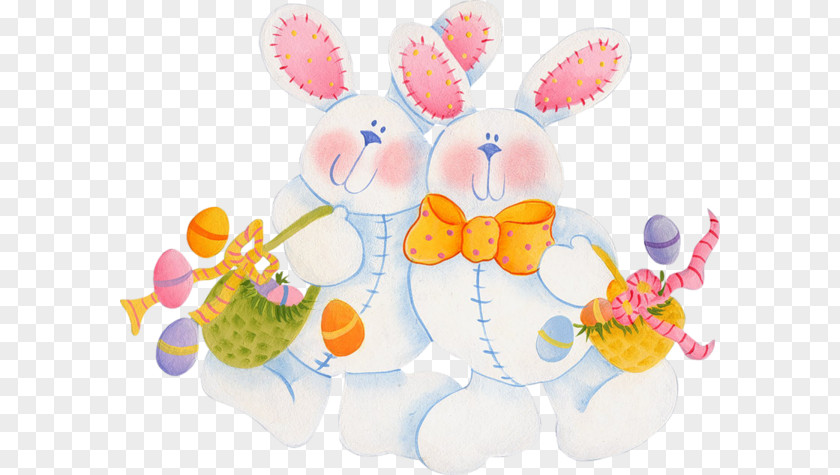 Cartoon Rabbits And Eggs Easter Bunny Rabbit Illustration PNG