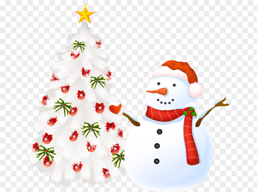 Christmas Tree With Snowman Card Greeting Clip Art PNG
