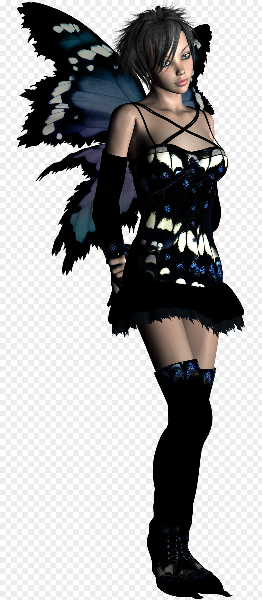 Fairy Legendary Creature Costume Design Black Hair PNG