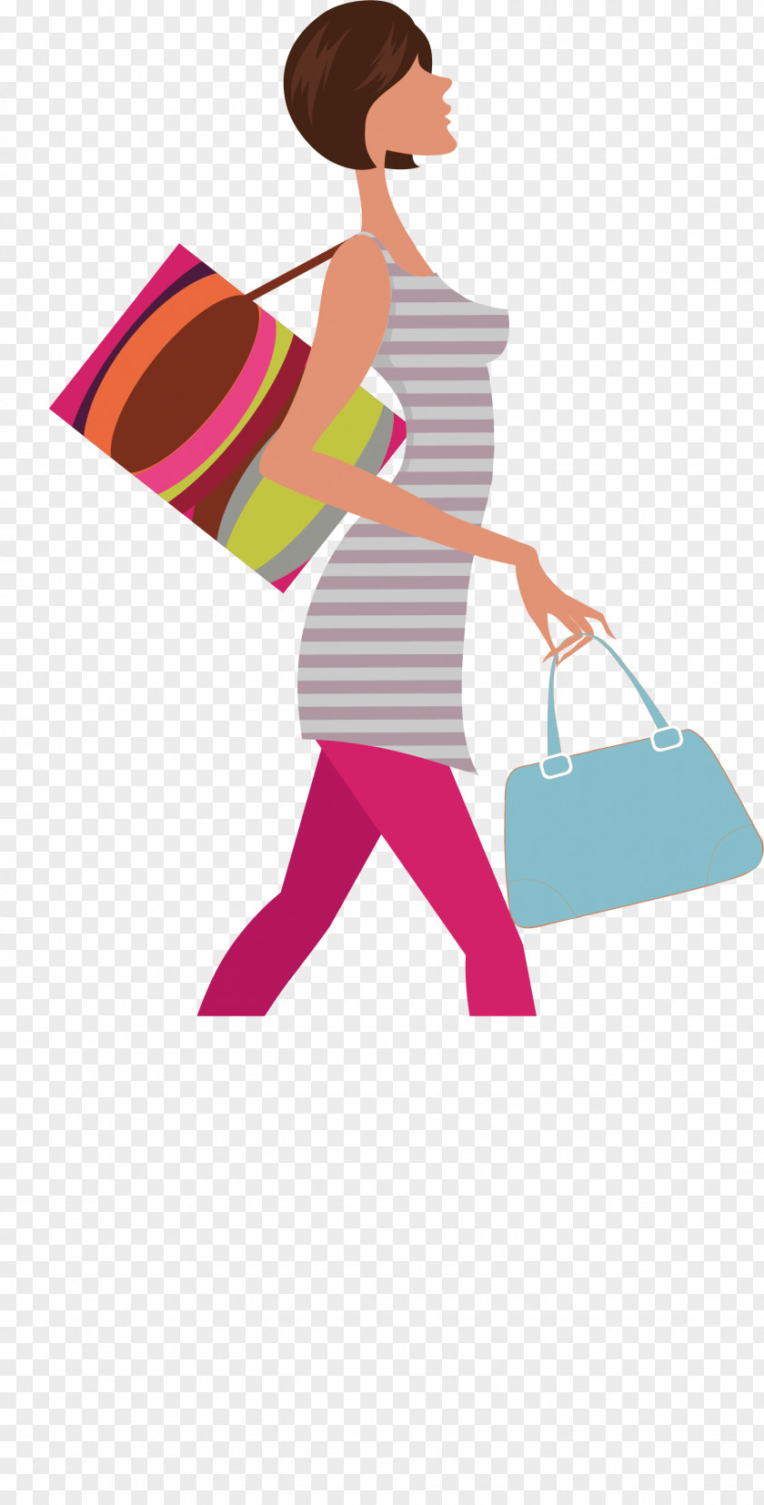 Walking Rich Woman Fashion Clip Art PNG