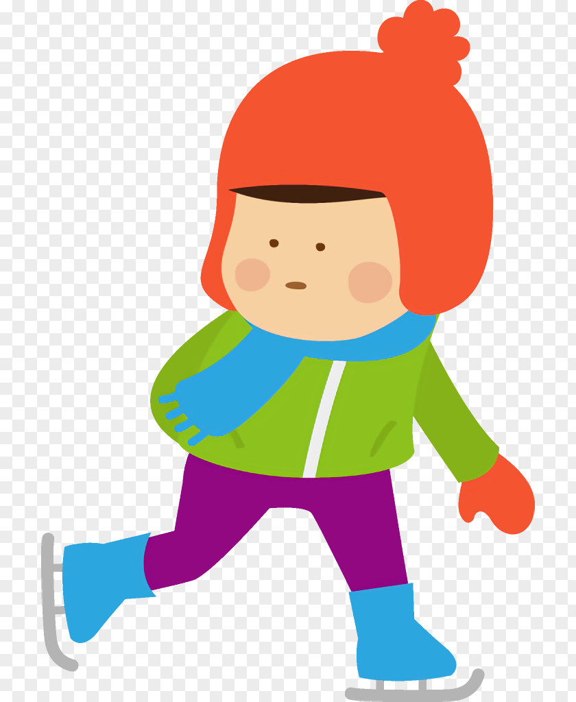 Cartoon Child Ice Skating Winter Kids PNG