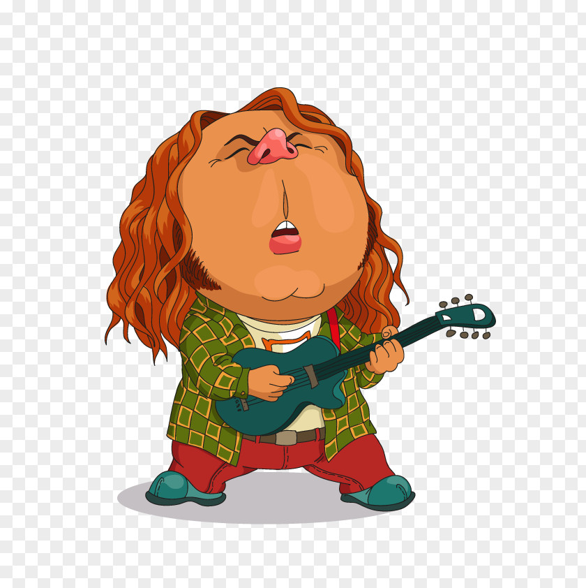 Rock Singer-painted Decorative Element Vector Cartoon Humour Drawing Illustration PNG