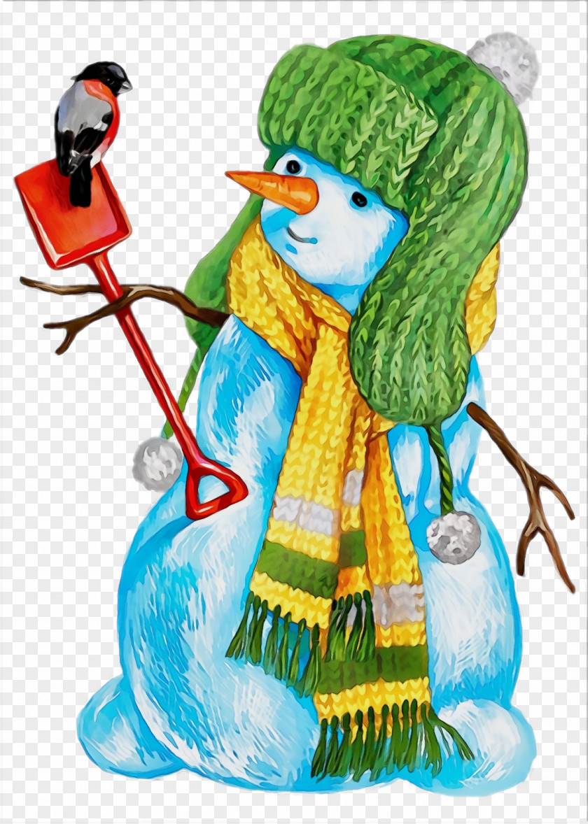 Cartoon Wet Ink Snowman PNG