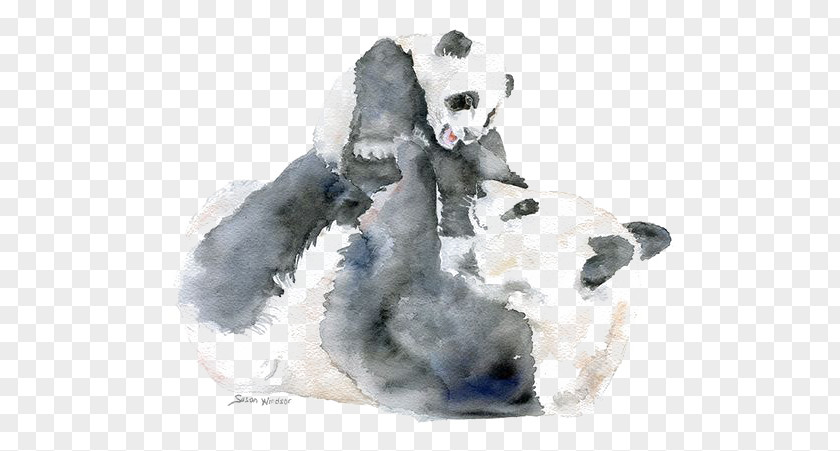 Panda Giant Bear Watercolor Painting Infant Mother PNG