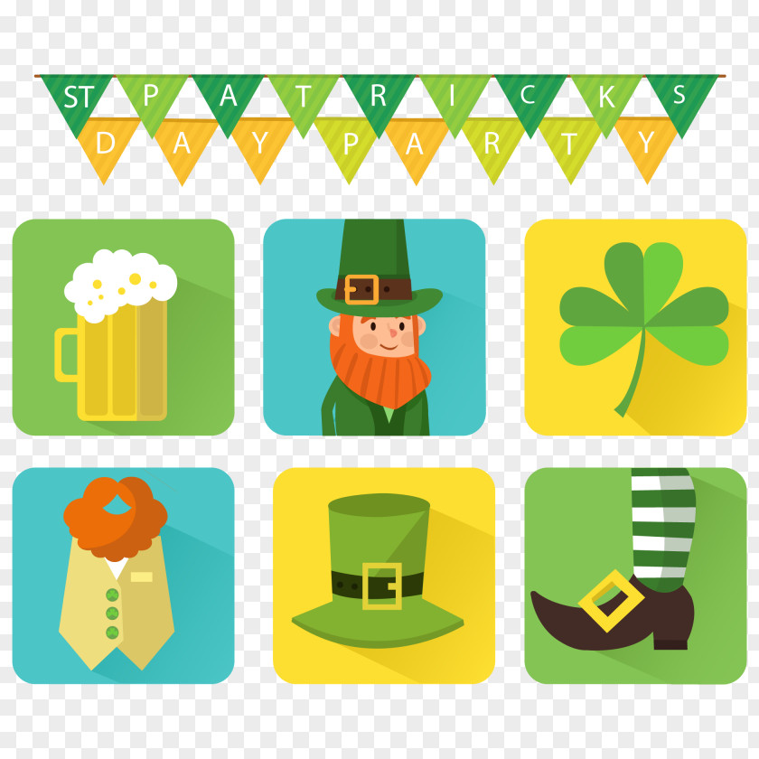 Square St Patrick's Day Icon Vector Material Saint Patricks Euclidean Vecteur PNG