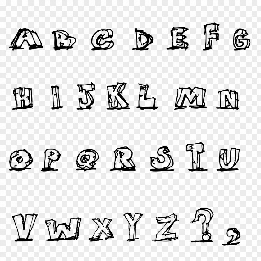 Hand Typing Letter Gothic Alphabet Clip Art PNG